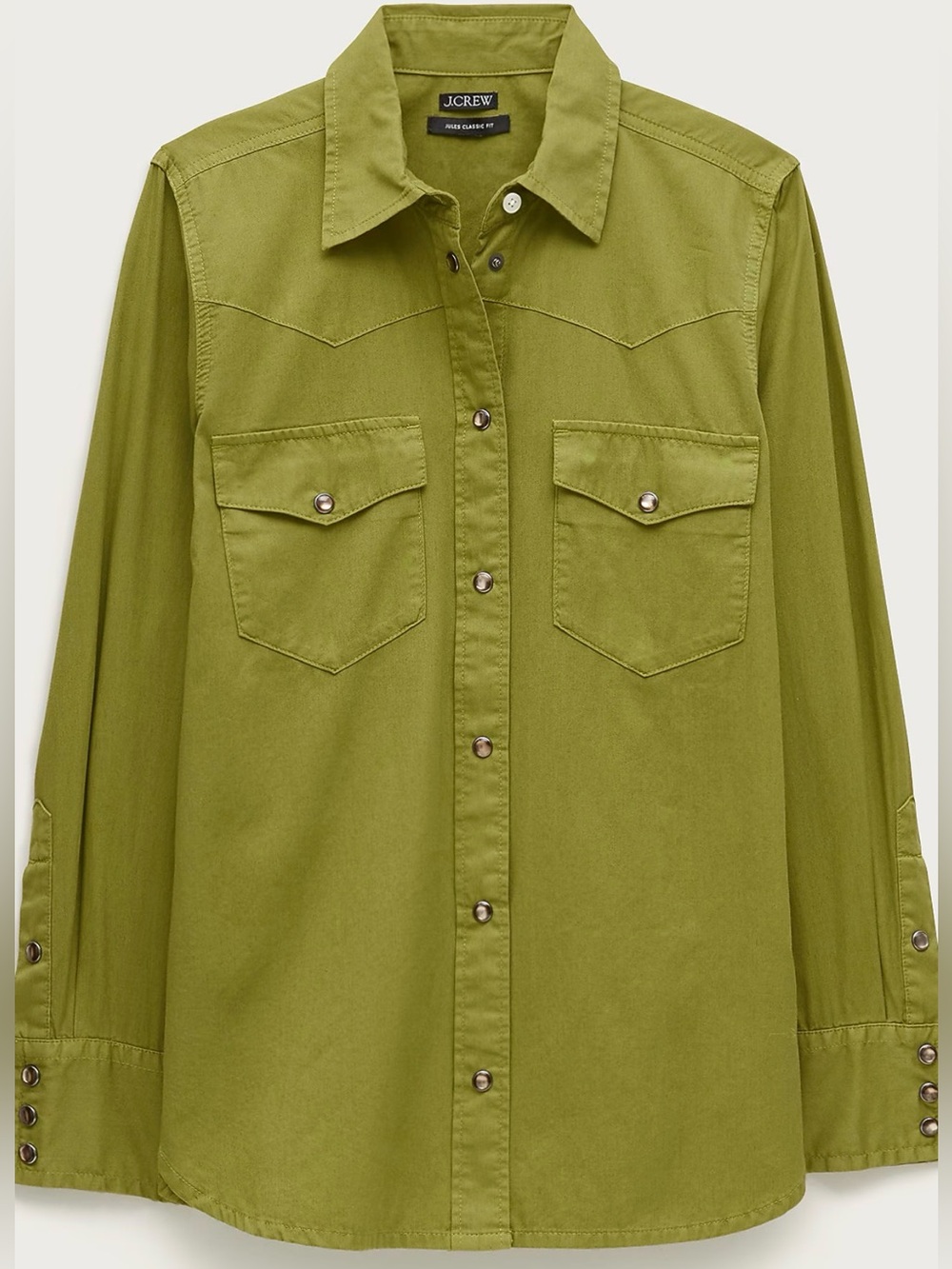 J.Crew Jules Garment Dyed Cotton Poplin Shirt NWT Olive Green Size 8 - Picture 5 of 6